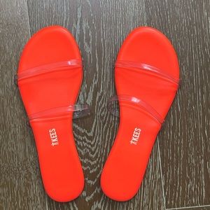 TKEES | Gemma Sandals | Neon Orange/Clear | 7